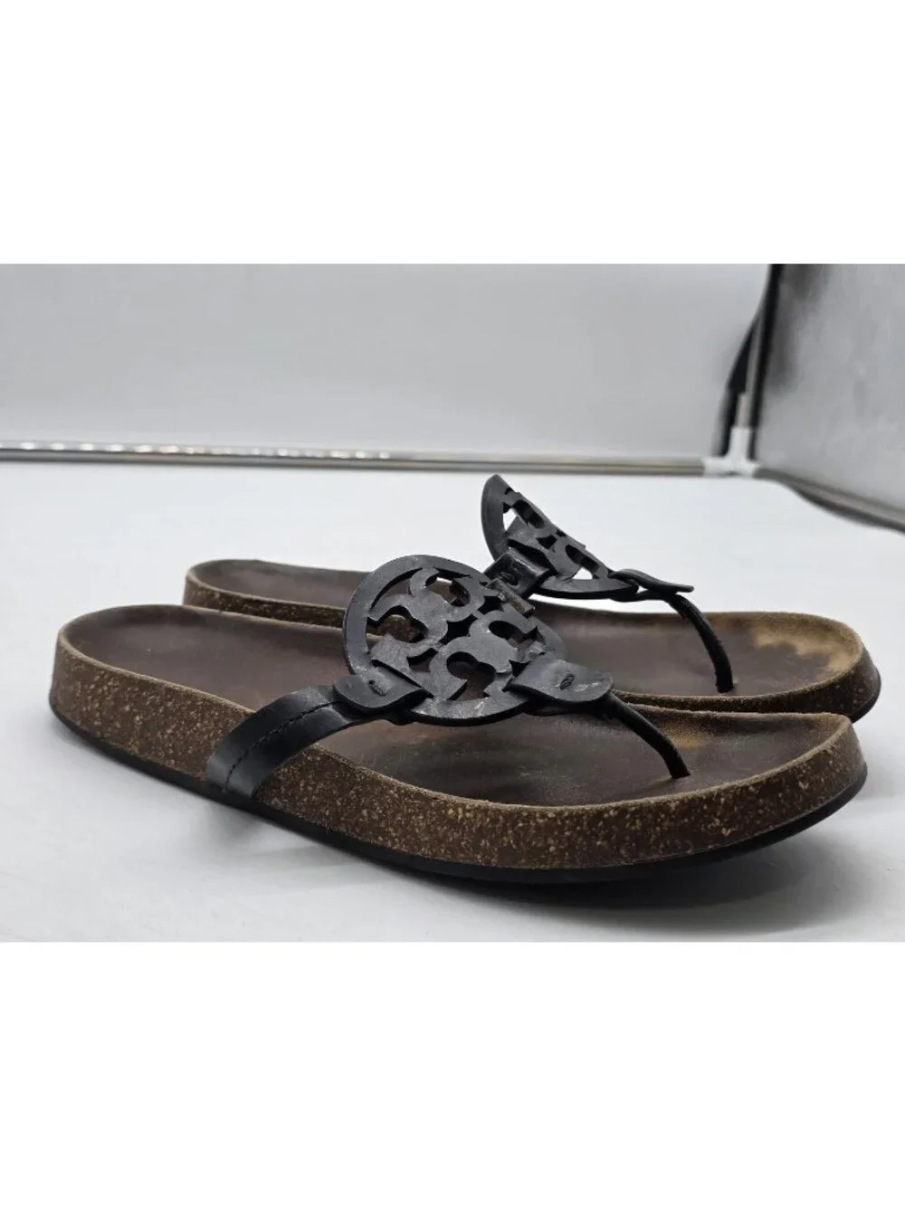 Tory Burch Sandals Womens Size 8 39 Miller Cloud Logo Thong Cork Footbed Shoes